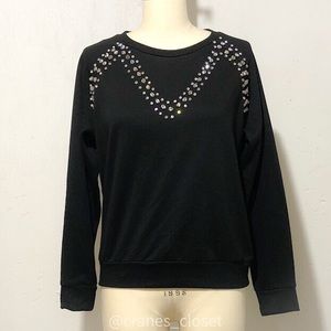 Lulumarie Black Sweatshirt with Gem Chevron L
